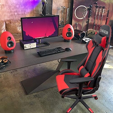 Homall Gaming Chair, Office Chair High Back Computer Chair Leather Desk Chair Racing Executive Ergonomic Adjustable Swivel Task Chair with Headrest and Lumbar Support (Red)