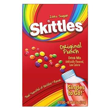 Skittles Singles To Go Drink Mix Variety Pack Bundle Original Punch, Tropical Punch and Wild Berry P...