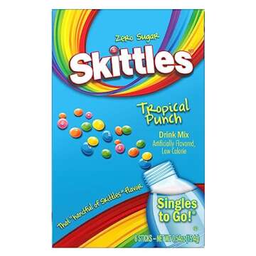 Skittles Singles To Go Drink Mix Variety Pack Bundle Original Punch, Tropical Punch and Wild Berry Punch - 3 boxes with 6 Packets in Each Box 18 Total Servings