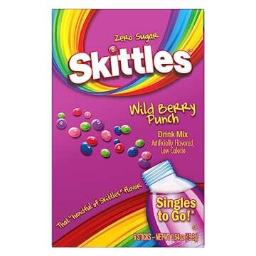 Skittles Singles To Go Drink Mix Variety Pack Bundle Original Punch, Tropical Punch and Wild Berry Punch - 3 boxes with 6 Packets in Each Box 18 Total Servings