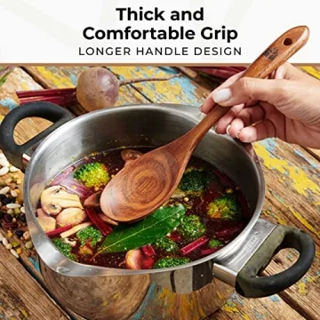 Natural Wooden Utensils Set - 10 Pcs Teak Cooking Tools