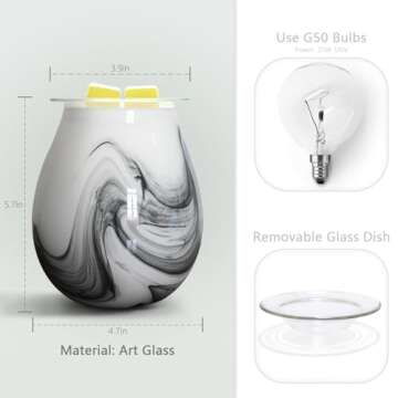 EQUSUPRO Electric Wax Melts Warmer Burner Essential Oil Warmer Wax Tart Burner Fragrance Night Light Aroma Decorative for Home Office Bedroom Living Room Decor Gifts