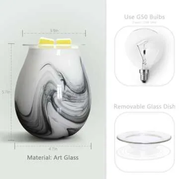 EQUSUPRO Electric Wax Melts Warmer Burner Essential Oil Warmer Wax Tart Burner Fragrance Night Light Aroma Decorative for Home Office Bedroom Living Room Decor Gifts