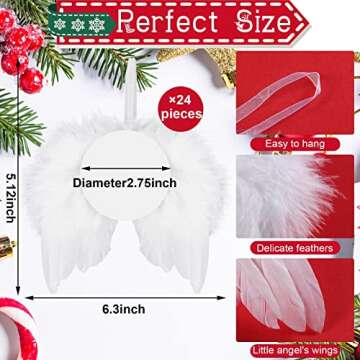 Christmas Sublimation Ornament Blank Decor with White Angel Wings Craft Kit