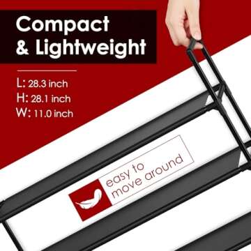 Sakugi Shoe Rack with Non-Woven Fabric - 3-Tier Shoe Organizer for Closet, Garage, Corridor & Entryway, Sturdy and Stackable, X-Large, Black