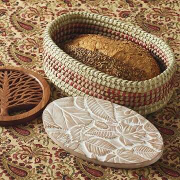Nature-Inspired Bread Basket with Warmer – 12.5"
