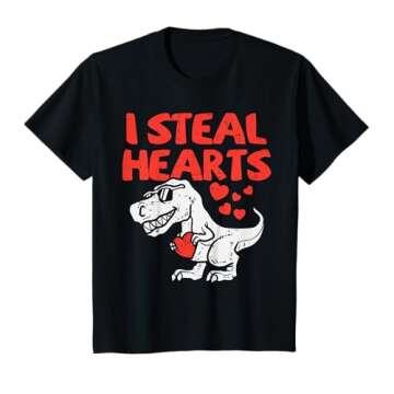 I Steal Hearts Trex Dino Baby Boy Valentines Day Toddler Kid T-Shirt