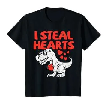 I Steal Hearts Trex Dino Baby Boy Valentines Day Toddler Kid T-Shirt