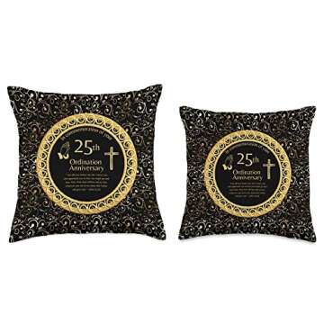 100xGifts 25th Ordination Anniversary Priest Pastor Deacon Minister Throw Pillow, 16x16, Multicolor