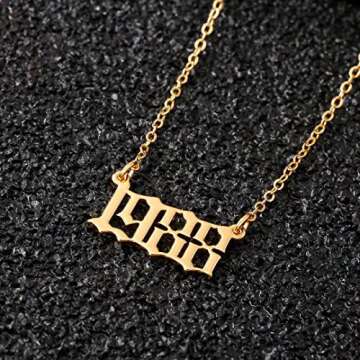 M MOOHAM Birth Year Necklace for Women, Gold 1988 Necklace Old English Birth Year Number Pendant Nec...