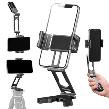 ULANZI Phone Tripod Mount 2 Cold Shoes & Arca Port, HP004 Metal 360° Smartphone Tripod Adapter for ...