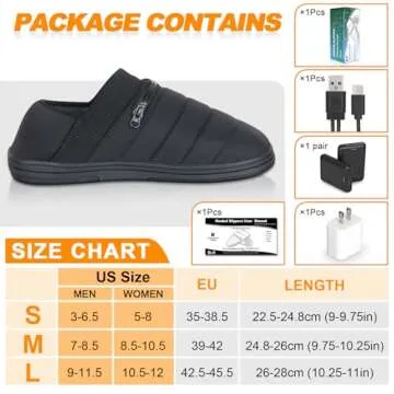 Heated Slippers, BIAL 7.4V Unisex Cordless Heat Foot Warmers Electric Heating Pad Foot Heater, Rechargeable Battery Shoes (Black + RoyalBlue, M: Men 7-8.5 / Women 8.5-10)