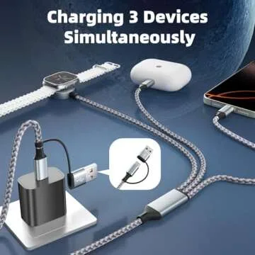 Travel Essentials 3 in 2 Charging Cable for All Devices - 5FT