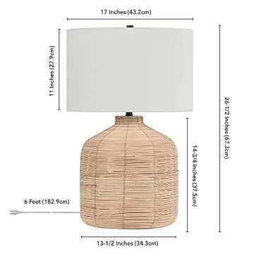 Henn&Hart 27" Rattan Table Lamp for Home or Office