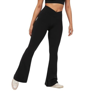 Chic High-Waisted Crossover Flare Leggings for All Occasions