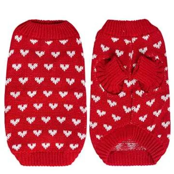Dxhycc Dog Knitted Sweater Dog Heart Sweater Puppy Sweater Warm Soft Pet Holiday Clothes for Small C...