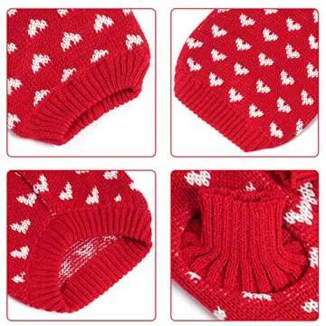 Dxhycc Dog Knitted Sweater Dog Heart Sweater Puppy Sweater Warm Soft Pet Holiday Clothes for Small Cats and Dogs (Red, S)