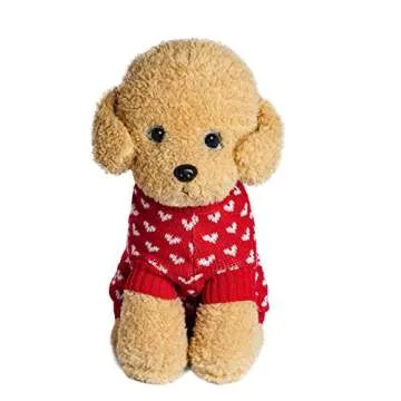 Dxhycc Dog Knitted Sweater Dog Heart Sweater Puppy Sweater Warm Soft Pet Holiday Clothes for Small Cats and Dogs (Red, S)