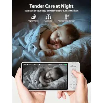 iFamily Baby Monitor with Camera and Audio – 720P HD Resolution, Large Display, 5000mAh Battery, Night Vision, Remote Pan, Tilt, and Zoom – Two-Way Talk, Lullabies, Thermal Monitor, 960ft Range