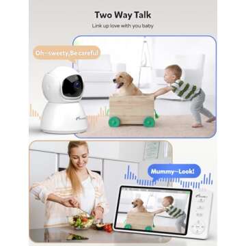 iFamily Baby Monitor with Camera and Audio – 720P HD Resolution, Large Display, 5000mAh Battery, Night Vision, Remote Pan, Tilt, and Zoom – Two-Way Talk, Lullabies, Thermal Monitor, 960ft Range