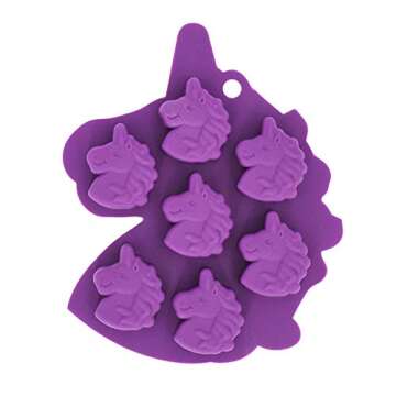 Fewo 2Pcs Mini Unicorn Head Ice Cube Tray, Unicorn Silicone Molds Set for Chocolate Candy Cake Cupca...