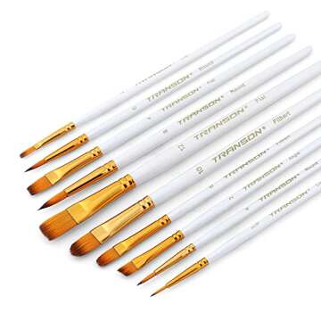 Transon 20pcs Artist Painting Brush Set for Acrylic Watercolor Gouache Hobby Craft Face Rock Painting White