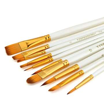 Transon 20pcs Artist Painting Brush Set for Acrylic Watercolor Gouache Hobby Craft Face Rock Painting White