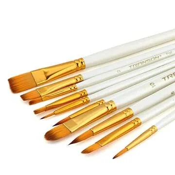 Transon 20pcs Artist Painting Brush Set for Acrylic Watercolor Gouache Hobby Craft Face Rock Painting White