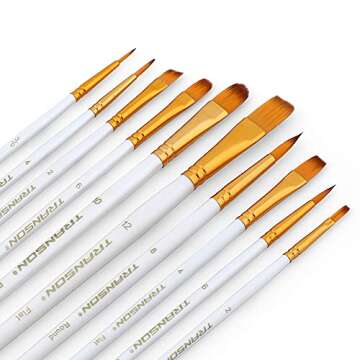Transon 20pcs Artist Painting Brush Set for Acrylic Watercolor Gouache Hobby Craft Face Rock Painting White