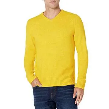 Amazon Essentials Men's Long-Sleeve Soft Touch V-Neck Sweater in Yellow