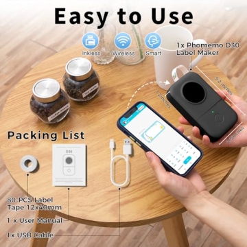 Phomemo D30 Bluetooth Label Maker Inkless Thermal Printer