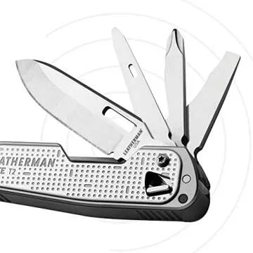 LEATHERMAN, FREE T2 Multitool and EDC Pocket Knife with Magnetic Locking and One Hand Accessible Too...