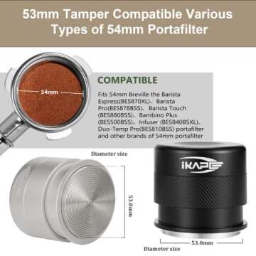 IKAPE Coffee Products 53MM Espresso Tamper - Premium Stainless Steel Tamper for 54MM Breville Portaf...