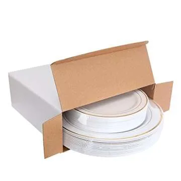 WDF 60PCS Elegant Disposable Gold Plates Set