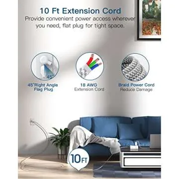 Extension Cord 10 Ft, Surge Protector Power Strip - 8 Widely Outlets 4 USB Ports 10 Ft Long Cord, Fl...