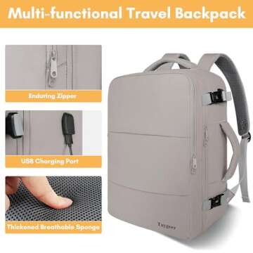 Taygeer Laptop Backpack Purse for Women, Backpack for College Essentials with 15.6inch Laptop Compartment, Travel Bag Airline Approved CarryOn Work Bag for Nursing Doctor Business Travel, Brown