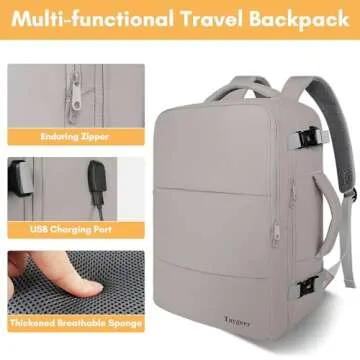 Taygeer Laptop Backpack Purse for Women, Backpack for College Essentials with 15.6inch Laptop Compartment, Travel Bag Airline Approved CarryOn Work Bag for Nursing Doctor Business Travel, Brown