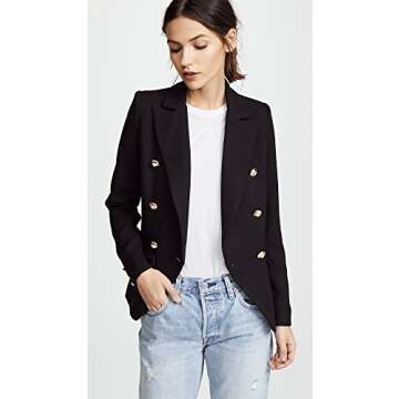 Lioness Women's Palermo Blazer: Stylish and Elegant Black Blazer with Gold-tone Accents