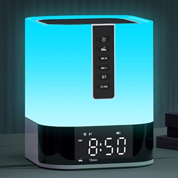 White Noise Sound Machine Alarm Clock with Bluetooth Speaker, 48 Night Light, 16 Soothing Sounds for...