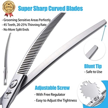 PURPLEBIRD Curved Dog Grooming Scissors for Efficient Trimming