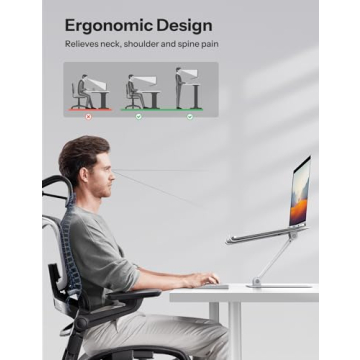 Ergonomic OMOTON Laptop Stand - Adjustable and Portable Riser