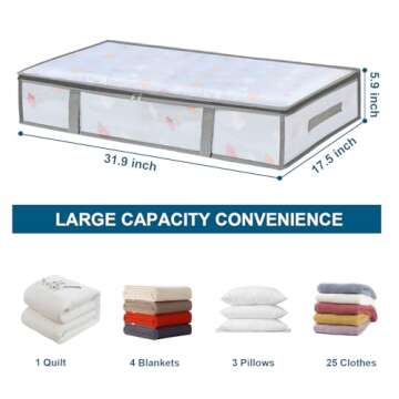 LANDNEOO 2 Pack Under Bed Storage Containers Bins, Humid-Proof Plastic Underbed Storage Bins, Clothe...