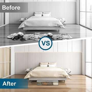 LANDNEOO 2 Pack Under Bed Storage Containers Bins, Humid-Proof Plastic Underbed Storage Bins, Clothes Storage and Organization Bags, Under the Bed Blanket Storage with Handles for Clothes, Bedroom