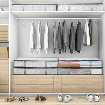 LANDNEOO 2 Pack Under Bed Storage Containers Bins, Humid-Proof Plastic Underbed Storage Bins, Clothes Storage and Organization Bags, Under the Bed Blanket Storage with Handles for Clothes, Bedroom