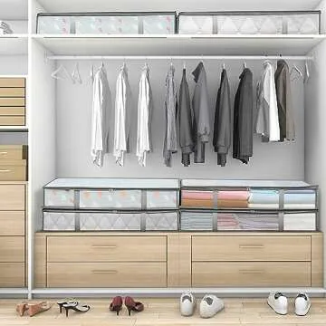 LANDNEOO 2 Pack Under Bed Storage Containers Bins, Humid-Proof Plastic Underbed Storage Bins, Clothes Storage and Organization Bags, Under the Bed Blanket Storage with Handles for Clothes, Bedroom