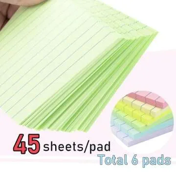 Lined Sticky Notes 4X6 in Pastel Ruled Post Stickies - Colorful and Super Sticky Memo Pads, 45 Sheet...