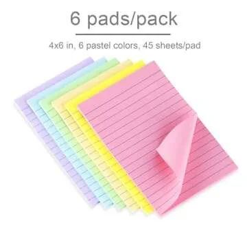 Colorful Lined Sticky Notes 4X6 for School and Office