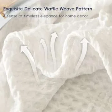 PHF Ultra Soft Waffle Weave Blanket King Size 104"x 90"- Washed Lightweight Breathable Cozy Woven Blanket for Bed - Aesthetic Decor for Couch Bedding Sofa Home Car - Coconut White