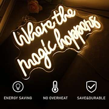 Stylish FAXFSIGN Magic Happens Neon Sign for Decor