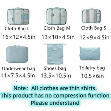 OEE 6 pcs Luggage Packing Organizers Packing Cubes Set for Travel